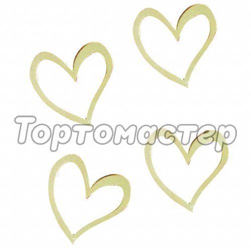 Топпер декоративный акриловый Сердечки Золотые 3 см 3 шт 