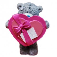 Молд силиконовый 3D Мишка с подарочным сердцем 02457