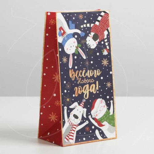 Пакет бумажный "Весёлый Новый год" 10х19,5х7 см 6961750