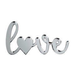 Набор топперов декоративных Love с сердечком внутри Серебро 4х3 см 5 шт ТСК25