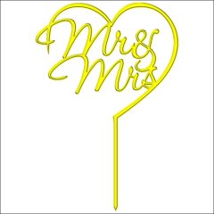Топпер декоративный "Mr&Mrs" в сердце Золото 10х9 см ТСК40
