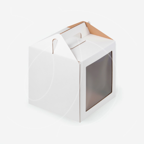 Коробка для торта/кулича с окном белая 20х20х20 см 