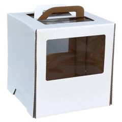 Коробка для торта с окном Белая 28х28х30 см 22830