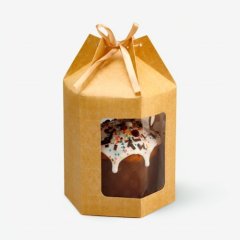 Коробка для торта/кулича с окном крафт 18х15,5х18 см 10524013