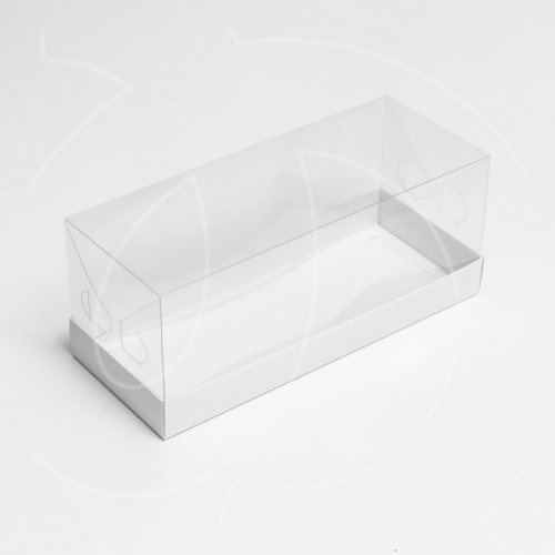 Коробка для рулета с прозрачной крышкой белая 35х12х12 см 
