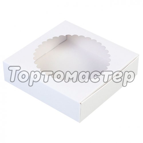 Коробка для печенья/конфет с окном Белая 11,5х11,5х3 см 5 шт КУ-193