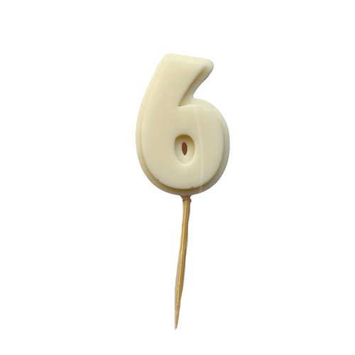 Фигурка из шоколадной глазури "Цифра белая 6" ФГ177(белый6)	