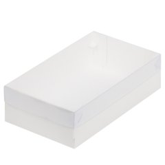 Коробка для печенья/конфет с прозрачной крышкой белая 25х15х7см 070270 ф