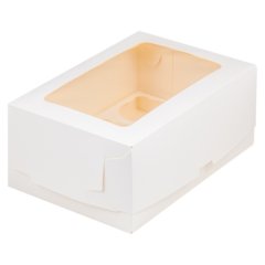 Коробка на 6 капкейков с окном белая 23,5х16х10 см 040830