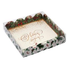 Коробка для сладостей с прозрачной крышкой Новогодняя 13х13х3 см