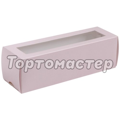 Коробка для макарон с окном розовая 5,5x18x5,5 см 7429283
