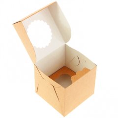 Коробка на 1 капкейк с окном крафт/белая OSQ MUF 1