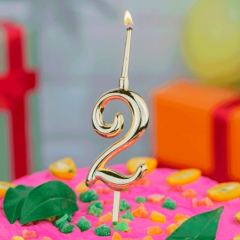 Свеча декоративная Цифра "2" Золотая 