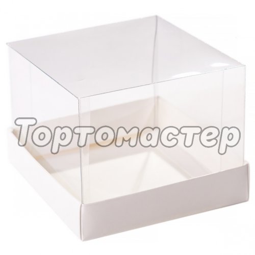 Коробка прозрачная с белым дном 13х13х14 см У00648