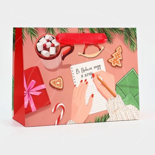 Пакет бумажный "Новогоднее желание" 18х23х10 см 10544227