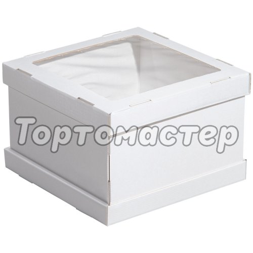 Коробка для торта с окном Белая ForGenika 28х28х20 см