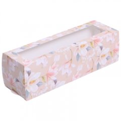 Коробка для макарон с окном "Цветы" 18х5,5х5,5 см 7126652