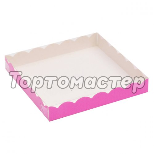 Коробка для печенья/конфет с прозрачной крышкой Сиреневая 20х20х3 см 4692953