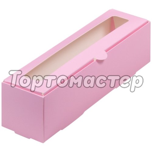 Короб для макарон с окошком Розовый 21x5,5x5,5 см