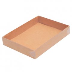 Коробка для Печенья/конфет с пластиковой крышкой Крафт ForGenika 14х10,5х2,5 см