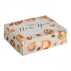 Коробка для сладостей "Ёлочные игрушки" золото 5155343