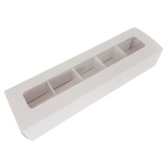 Коробка на 5 конфет с окном белая КУ-00556