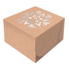 Коробка на 4 капкейка с окном "Снежинка" 16х16х10 см КУ-00733    КУ-733