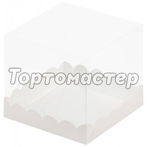 Коробка для торта с пластиковой крышкой Белая 15х15х14 см 22100