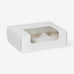 Коробка на 3 эклера и эскимо с окном белая 20х20х5 см 10865682