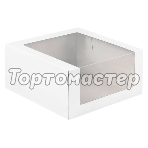 Коробка для торта с большим окном Белая ForGenika 22х22х11 см