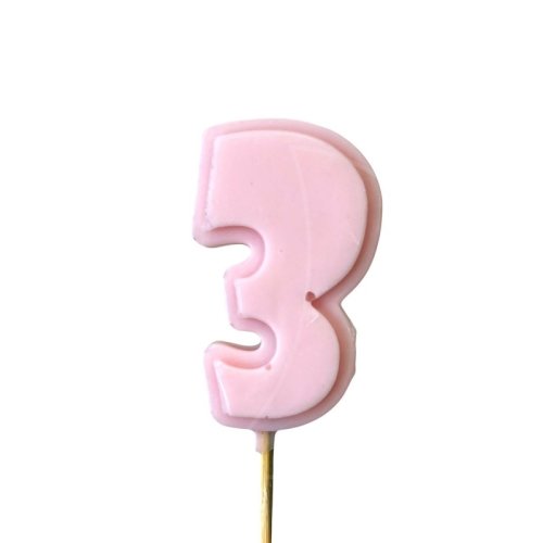 Фигурка из шоколадной глазури "Цифра розовая 3" ФГ177(розовый3)	