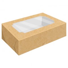 Коробка для зефира с окном Крафт 25х15х7 см 5 шт