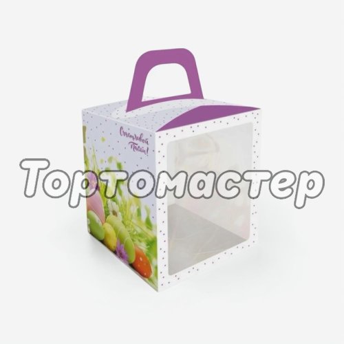 Коробка для кулича "Счастливой пасхи" 15х15х18 см КУ-284