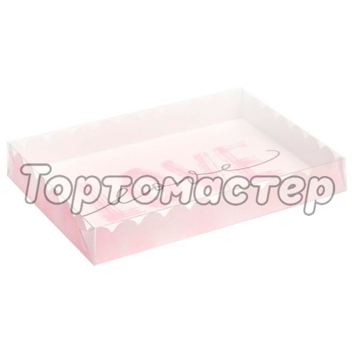 Коробка для сладостей с прозрачной крышкой "Love" 22х15х3 см