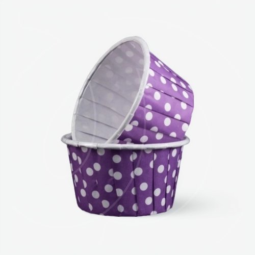 Капсула бумажная с подворотом Фиолетовая в белый горошек D50 H40 10 шт 850032