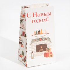 Пакет бумажный "Зимний камин" 18х23х10 см 7801779