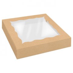 Коробка для печенья/конфет с фигурным окном Крафт 20х20х4 см