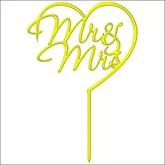 Топпер декоративный "Mr&Mrs" в сердце Золото 10х9 см ТСК40
