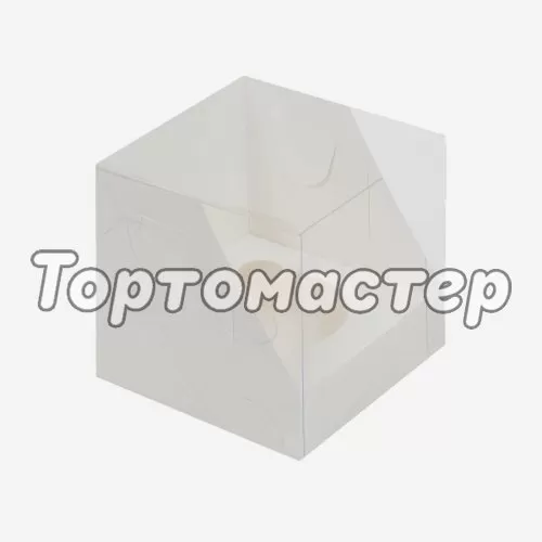 Коробка на 1 капкейк с прозрачной крышкой белая 040120 ф   КУ-00699   КУ-699, 51010