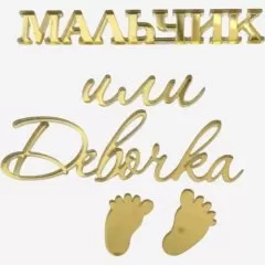Топпер декоративный акриловый "Мальчик или девочка" Золото 