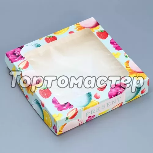 Коробка для сладостей с окном "Фрукты" 20х20х4 см 9281159