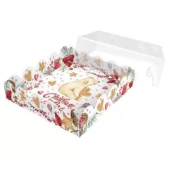 Коробка для сладостей с прозрачной крышкой "Мишка" 15х15х3 см КУ-741