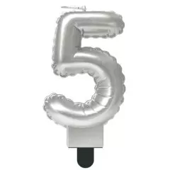 Свеча декоративная Цифра "5" Шар Серебро 622096-5	