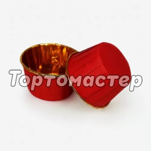 Капсула бумажная с подворотом Золото/Красный D50 H40 1 шт 
