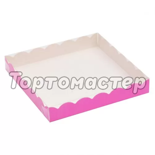 Коробка для печенья/конфет с прозрачной крышкой сиреневая 20х20х3 см 4692953