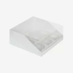 Коробка на 9 капкейков с прозрачной крышкой белая 040573 ф, 52310