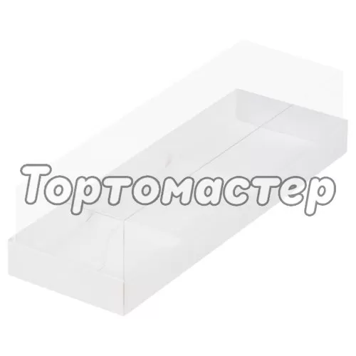 Коробка на 3 пирожных с прозрачной крышкой белая 26x8,5x6 см 50 шт 070520