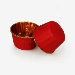 Капсула бумажная с подворотом Золото/Красный D50 H40 1 шт 