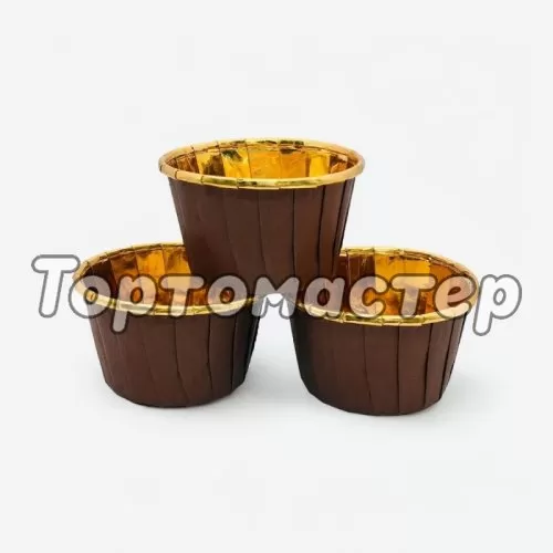 Капсула бумажная с подворотом Золото/Коричневый D50 H40 10 шт Past FB 50*40 (Brown/Gold)