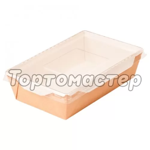 Коробка для сладостей с прозрачной крышкой крафт 20,7x12,7x5,5 см ECO OpSalad 800